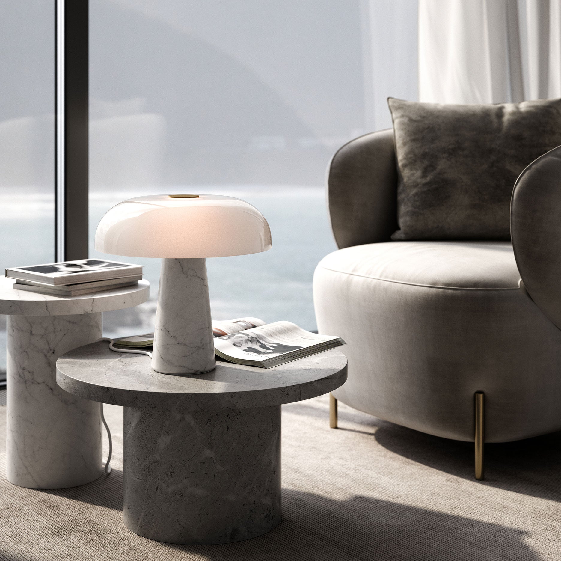 Glossy bordlampe hvid